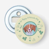 Brittany Dog Happy St Patrick's Day Button Flesopener (Voorkant)