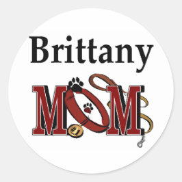 Brittany Dog MOM Ronde Sticker