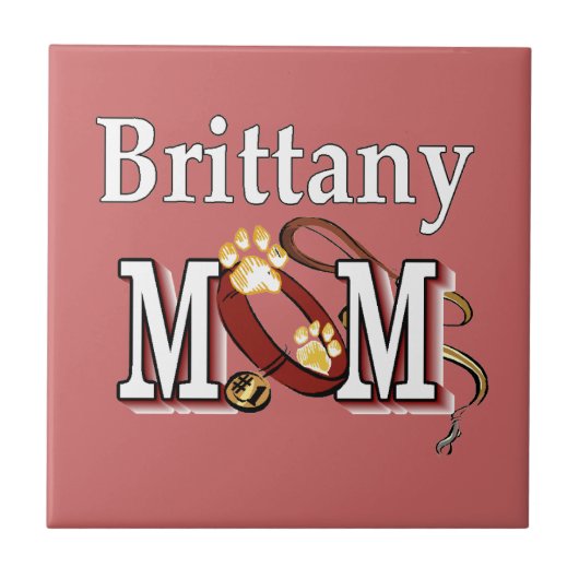 Brittany Dog MOM Tegeltje (Voorkant)