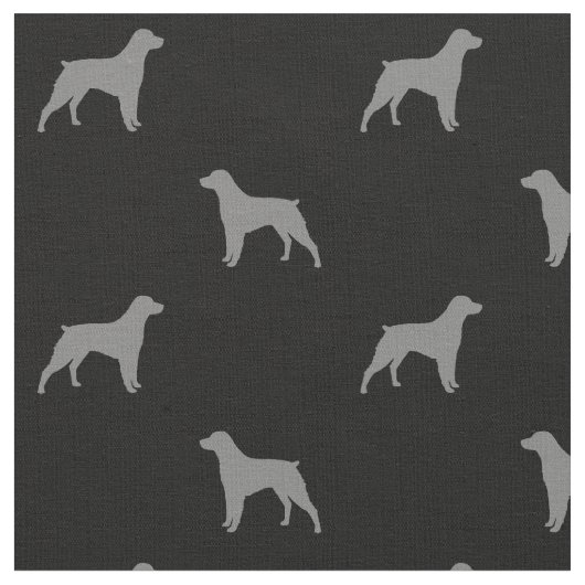 Brittany Dog Silhouettes Grey and Black Patterned Stof (Close Up)