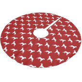 Brittany Dog Silhouettes Pattern Red Kerstboom Rok (Gekanteld)