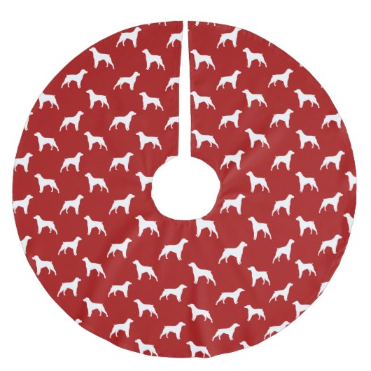 Brittany Dog Silhouettes Pattern Red Kerstboom Rok (Voorkant)