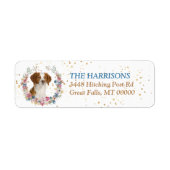 Brittany Dog Spring Flowers Wreath Etiket (Voorkant)