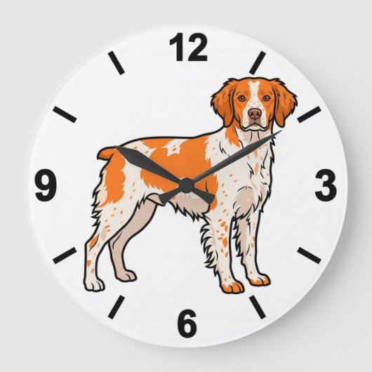 Brittany Dog Wall Clock Hunting Pet Home Decor Grote Klok (Voorkant)
