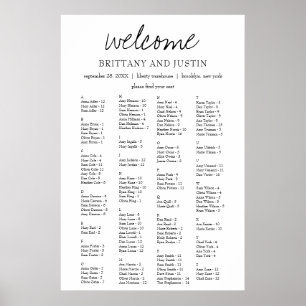 Brittany Elegant Alfabetical Seat Chart Poster