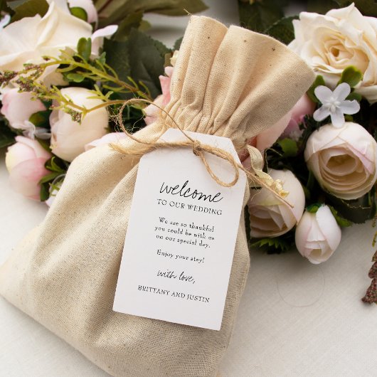 Brittany Elegant Black Calligraphy Wedding Welcome Cadeaulabel