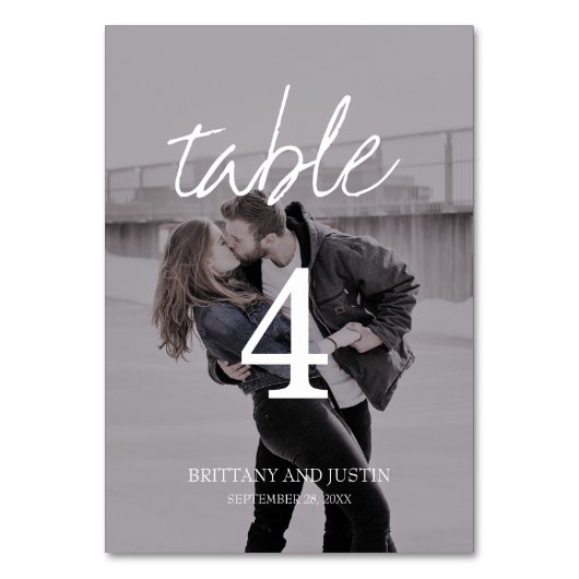 Brittany Elegant Double-Sided Photo White Script Kaart (Voorkant)