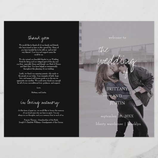 Brittany Elegant Photo Folded Programme Wedding (Voorkant)