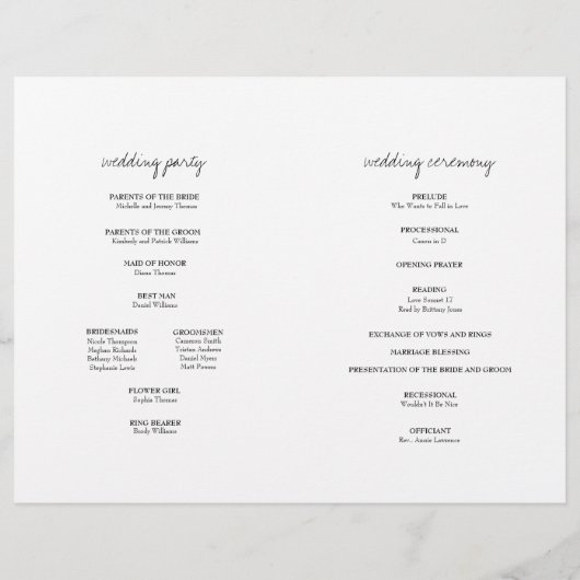 Brittany Elegant Script Folded Wedding Program (Achterkant)