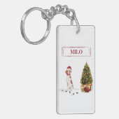 Brittany Funny kersthond en boom Sleutelhanger (Voorkant Links)