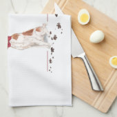 Brittany Funny kersthond en boom Theedoek (Quarter Fold)