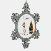 Brittany Funny kersthond en boom Tin Sneeuwvlok Ornament (Links)