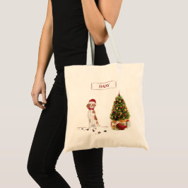 Brittany Funny kersthond en boom Tote Bag