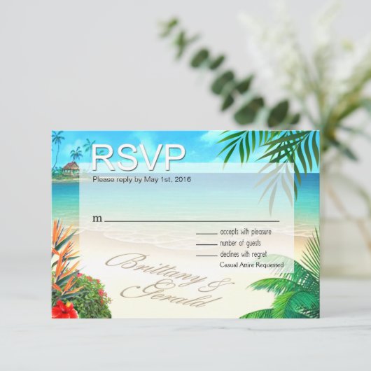 Brittany & Gerald Exotisch Strand RSVP ::custom:: (Staand voorkant)