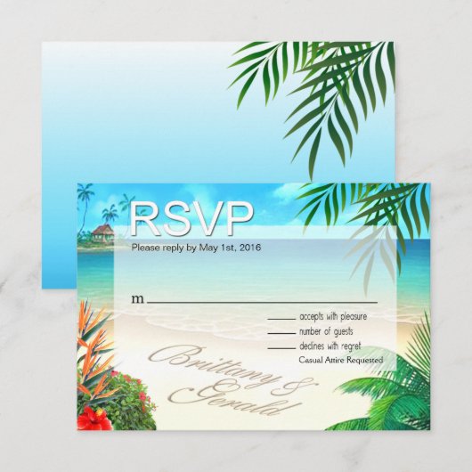 Brittany & Gerald Exotisch Strand RSVP ::custom:: (Voorkant / Achterkant)