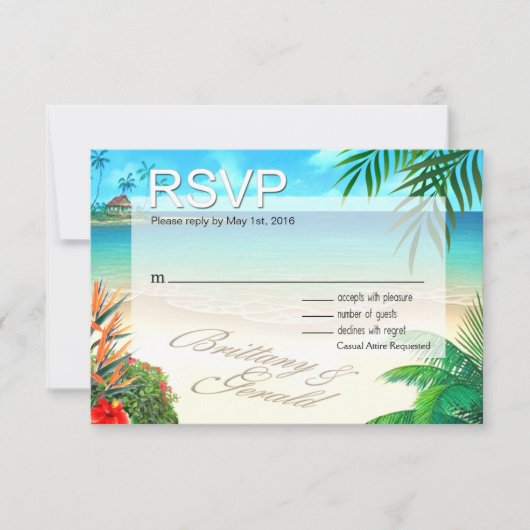 Brittany & Gerald Exotisch Strand RSVP ::custom:: Kaartje (Voorkant)