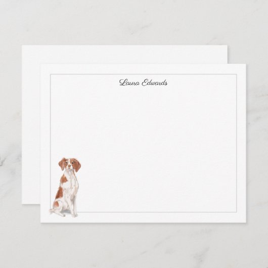 Brittany Grey Border Personalized Notitiekaartje (Voorkant / Achterkant)