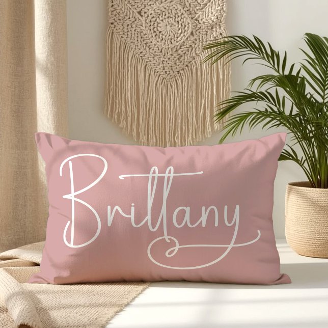 Brittany handgeschreven hart in stoffig roze kussen (Brittany Signature Handwritten Heart Dusty Pink Lumbar Pillow)