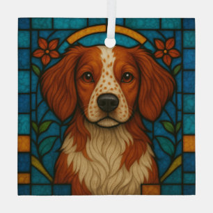 Brittany hond "Gebrandschilderd glas" Glas Ornament