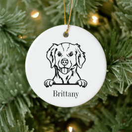 Brittany hond Gepersonaliseerde huisdier ornament, Keramisch Ornament