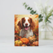 Brittany hond Herfst Thanksgiving Briefkaart (Staand voorkant)
