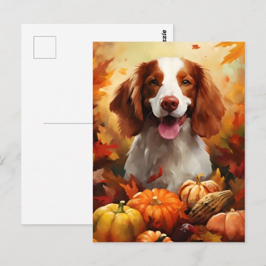 Brittany hond Herfst Thanksgiving Briefkaart (Voorkant / Achterkant)