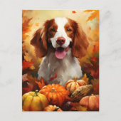 Brittany hond Herfst Thanksgiving Briefkaart (Voorkant)