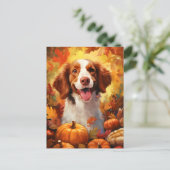Brittany hond herfst thanksgiving  briefkaart (Staand voorkant)