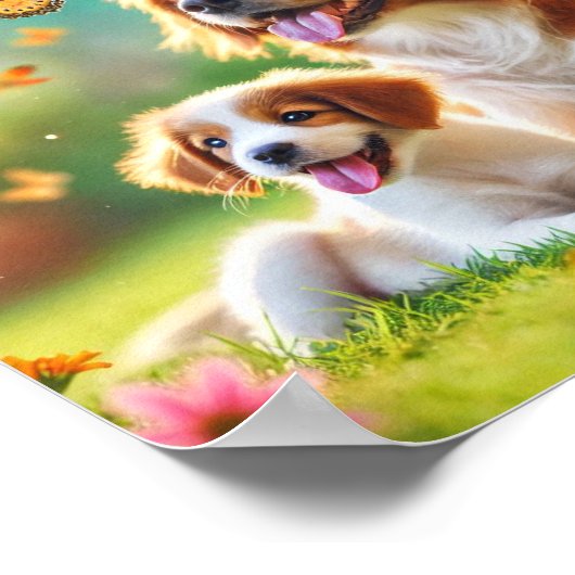 Brittany hond moeder en haar puppy poster (Hoek)