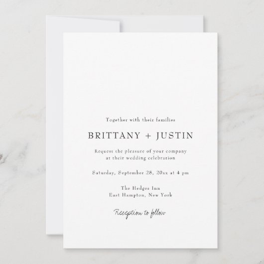 Brittany Modern Black Script Weddenschap met RSVP Kaart (Voorkant)