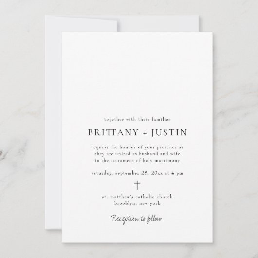 Brittany Modern Black Script Weddenschap met RSVP Kaart (Voorkant)