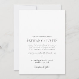 Brittany Modern Black Script Weddenschap met RSVP Kaart