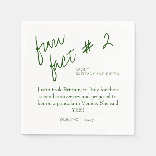 Brittany Modern Emerald Green Fun Feit #2 Weddensc Servet (Voorkant)