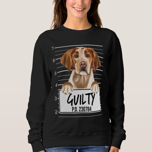 Brittany Mugshot Schuldige Hond Trui (Voorkant)