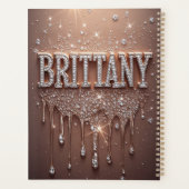 Brittany Naam in Roze Goud met Druppelende Glitter Planner (Achterkant)