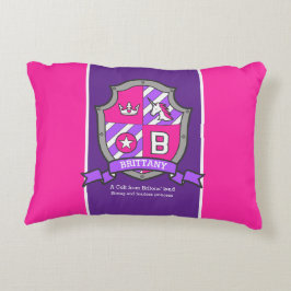 Brittany name: letter B roze crest unicorn Accent Kussen