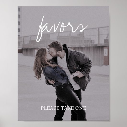 Brittany Photo Calligraphy Wedding Favors Sign Poster (Voorkant)