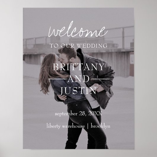 Brittany Photo Script Welcome to Ons huwelijksbord Poster (Voorkant)