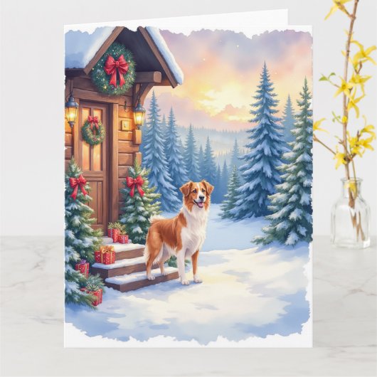 Brittany Rustic Cabin Christmas Winter Art Kaart (Gele Bloem)