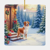 Brittany Rustic Cabin Christmas Winter Art Keramisch Ornament (Achterkant)