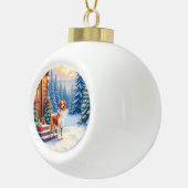Brittany Rustic Cabin Christmas Winter Art Keramische Bal Ornament (Rechts)