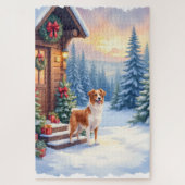 Brittany Rustic Cabin Christmas Winter Art Legpuzzel (Verticaal)