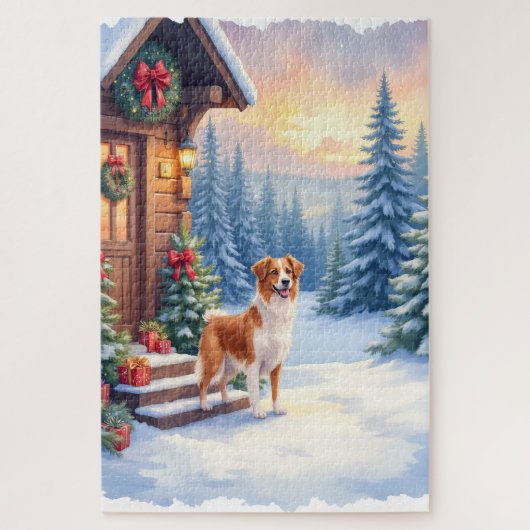 Brittany Rustic Cabin Christmas Winter Art Legpuzzel (Verticaal)