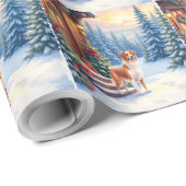 Brittany Rustic Cabine Kerst Winter Kunst Cadeaupapier (Rol Hoek)