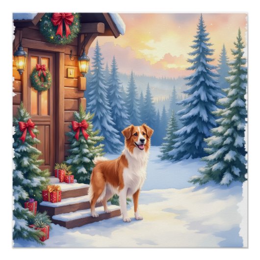 Brittany Rustieke Blokhut Kerstmis Winter Kunst Perfect Poster (Voorkant)