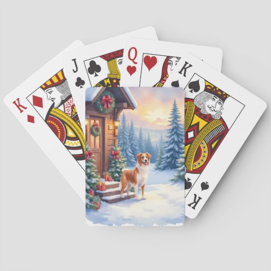 Brittany Rustieke Blokhut Kerstmis Winter Kunst Pokerkaarten (Achterkant)