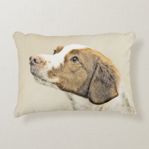 Brittany Schilderij - Lieve Originele Hond Kunst Accent Kussen