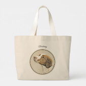 Brittany Schilderij Sinaasappel Roan Spaniel Schat Grote Tote Bag (Achterkant)