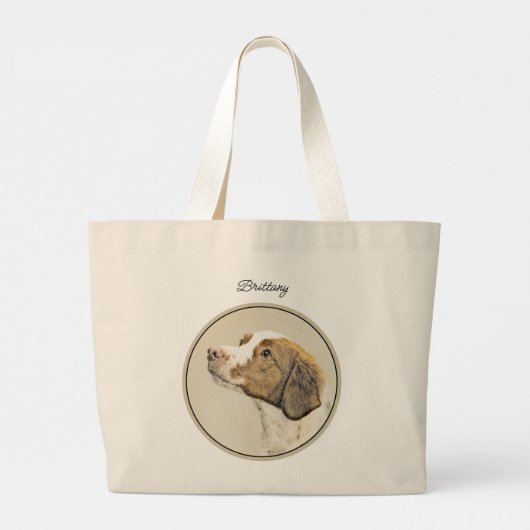 Brittany Schilderij Sinaasappel Roan Spaniel Schat Grote Tote Bag (Achterkant)