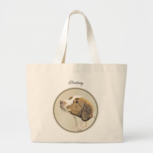Brittany Schilderij Sinaasappel Roan Spaniel Schat Grote Tote Bag (Voorkant)